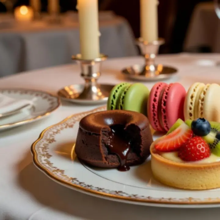Assortiment de desserts gastronomiques dressés avec élégance