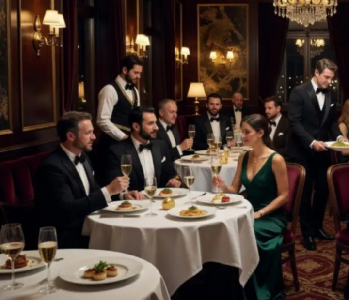 Table gastronomique dressée pour un événement privé dans un restaurant de luxe.